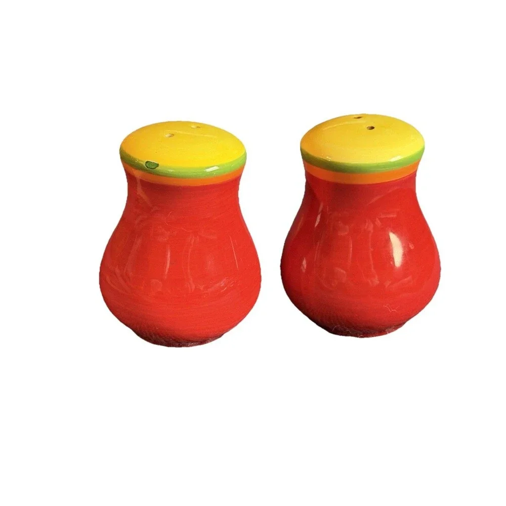 Dansk Caribe Aruba Salt & Pepper Shakers handpainted ceramic 3 1/2” Tall